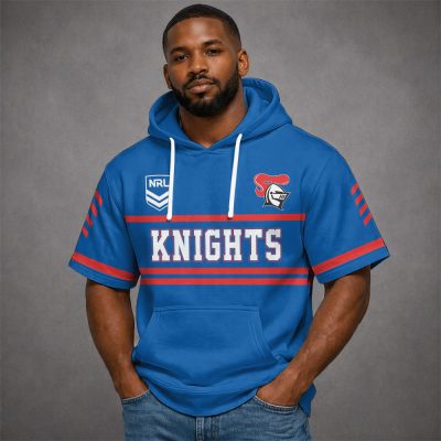 Custom Name NRL Newcastle Knights Short Sleeves Hoodie v1