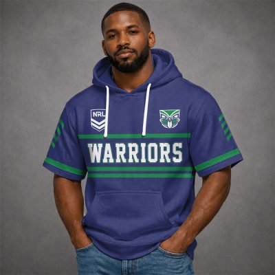 Custom Name NRL New Zealand Warriors Short Sleeves Hoodie v1