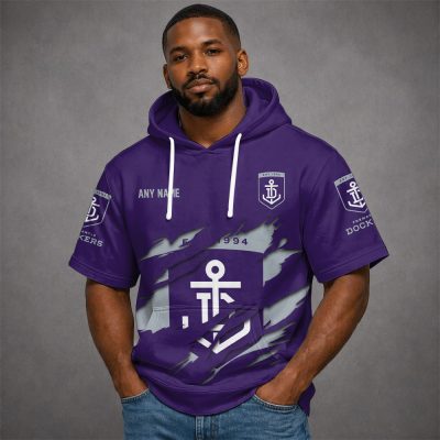 Fremantle Dockers AFL Custom name Short Sleeves Hoodie v1