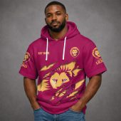 Brisbane Lions AFL Custom name Short Sleeves Hoodie v1