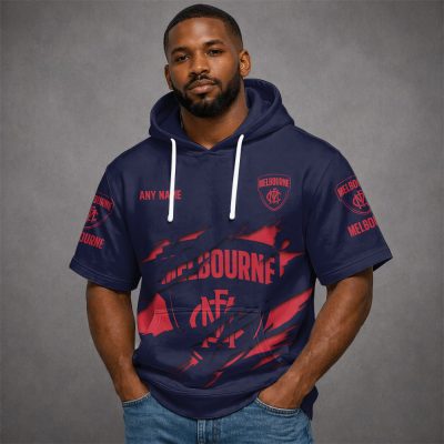 Melbourne Demons AFL Custom name Short Sleeves Hoodie v1