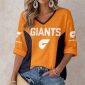 AFL GWS Giants Custom Name Long Sleeves V-neck Shirt v1