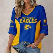AFL West Coast Eagles Custom Name Long Sleeves V-neck Shirt v1