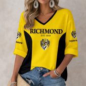 AFL Richmond Tigers Custom Name Long Sleeves V-neck Shirt v1