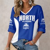 AFL North Melbourne Kangaroos Custom Name Long Sleeves V-neck Shirt v1