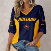 AFL Adelaide Crows Custom Name Long Sleeves V-neck Shirt v1