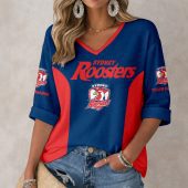 NRL Sydney Roosters Custom Name Long Sleeves V-neck Shirt v6