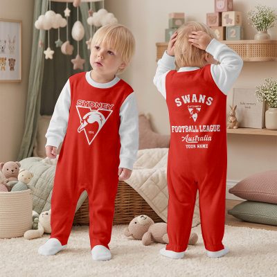 Sydney Swans AFL Custom Name Children's Romper v2