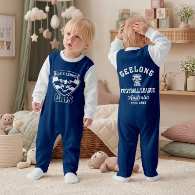 Geelong Cats AFL Custom Name Children's Romper v2