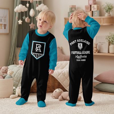 Port Adelaide Power AFL Custom Name Children's Romper v2
