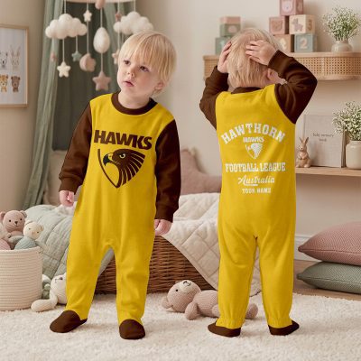 Hawthorn Hawks AFL Custom Name Children's Romper v2