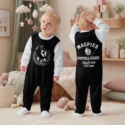 Collingwood Magpies AFL Custom Name Children's Romper v2