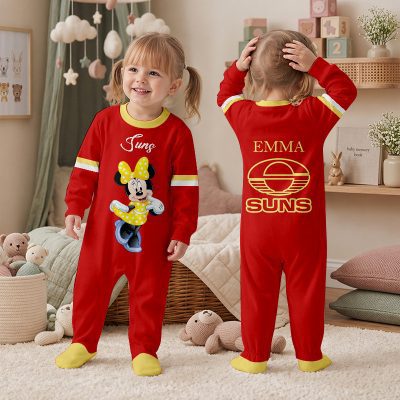 Gold Coast Suns AFL MK Mouse Custom Name Children's Romper