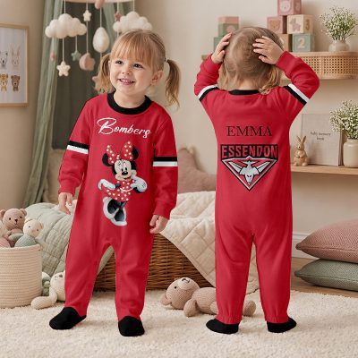 Essendon Bombers AFL MK Mouse Custom Name Children's Romper