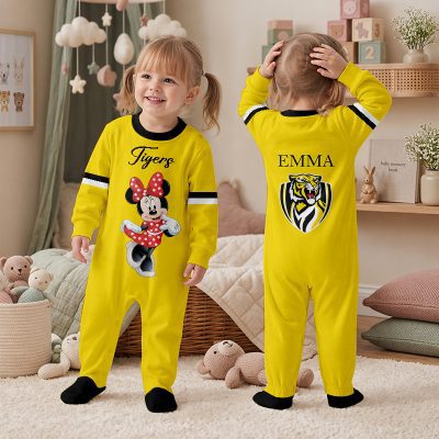 Richmond Tigers AFL MK Mouse Custom Name Children's Romper