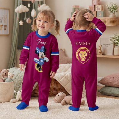 Brisbane Lions AFL MK Mouse Custom Name Children's Romper