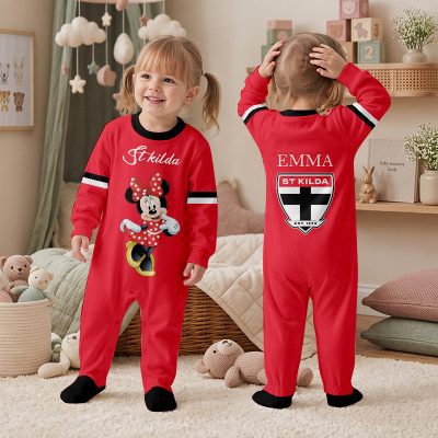 St Kilda Saints AFL MK Mouse Custom Name Children's Romper