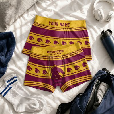 Custom Name NRL Brisbane Broncos Men boxer briefs v1