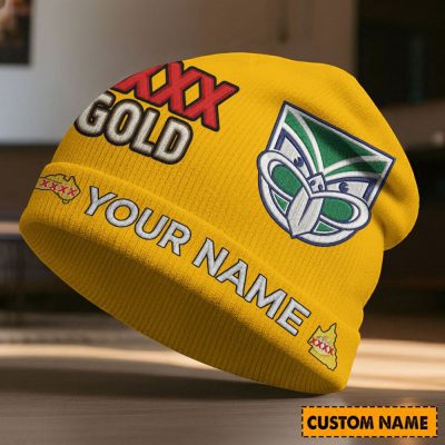 Custom Name NRL New Zealand Warriors NRL x XXXX Gold Beanie Hat Custom  v1