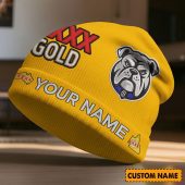 Custom Name NRL Canterbury-Bankstown Bulldogs NRL x XXXX Gold Beanie Hat Custom  v1