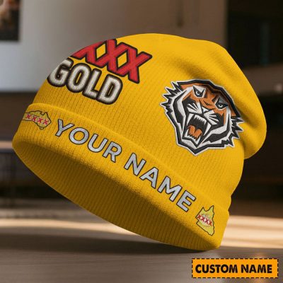 Custom Name NRL Wests Tigers NRL x XXXX Gold Beanie Hat Custom  v1