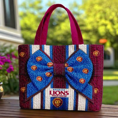 Brisbane Lions AFL Custom name Quilted Tote Bag v1