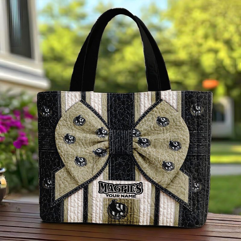 Collingwood Magpies AFL Custom name Quilted Tote Bag v1 Collingwood Magpies AFL Custom name Quilted Tote Bag v1