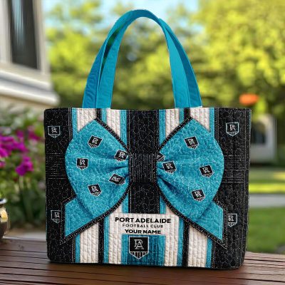 Port Adelaide Power AFL Custom name Quilted Tote Bag v1