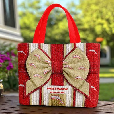 Custom Name NRL Dolphins Quilted Tote Bag v1