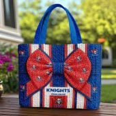 Custom Name NRL Newcastle Knights Quilted Tote Bag v1