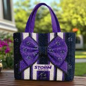 Custom Name NRL Melbourne Storm Quilted Tote Bag v1