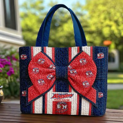 Custom Name NRL Sydney Roosters Quilted Tote Bag v1