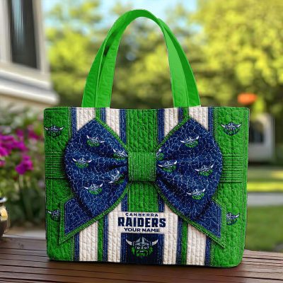 Custom Name NRL Canberra Raiders Quilted Tote Bag v1