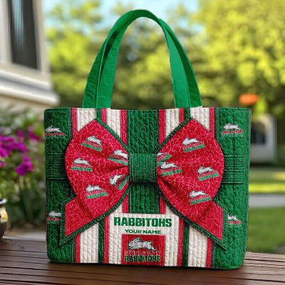 Custom Name NRL South Sydney Rabbitohs Quilted Tote Bag v1