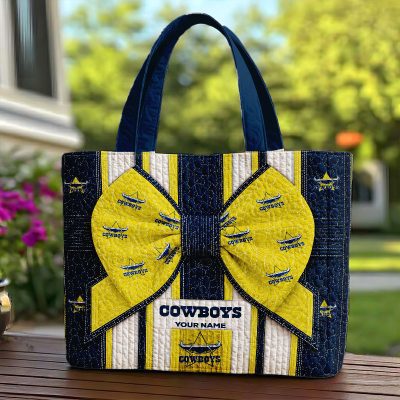 Custom Name NRL North Queensland Cowboys Quilted Tote Bag v1