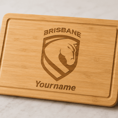 Personalized Brisbane Broncos Bamboo Cutting Board Custom Family Kitchen Gift for fans