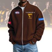 Hawthorn Hawks AFL Custom name Popcorn Texture Zip Jacket v1