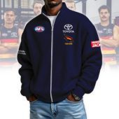 Adelaide Crows AFL Custom name Popcorn Texture Zip Jacket v1