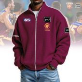 Brisbane Lions AFL Custom name Popcorn Texture Zip Jacket v1