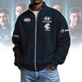Carlton Blues AFL Custom name Popcorn Texture Zip Jacket v1
