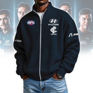 Carlton Blues AFL Custom name Popcorn Texture Zip Jacket v1