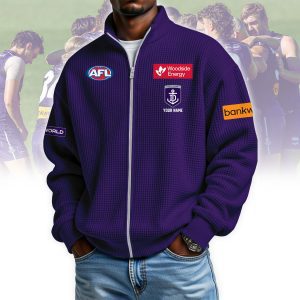 Fremantle Dockers AFL Custom name Popcorn Texture Zip Jacket v1