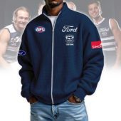 Geelong Cats AFL Custom name Popcorn Texture Zip Jacket v1