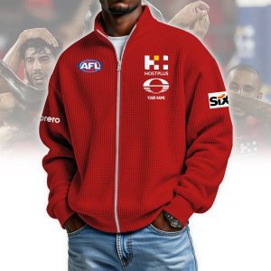 Gold Coast Suns AFL Custom name Popcorn Texture Zip Jacket v1