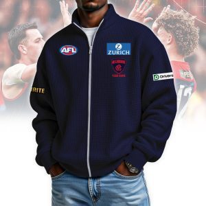 Melbourne Demons AFL Custom name Popcorn Texture Zip Jacket v1