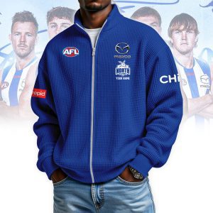 North Melbourne AFL Custom name Popcorn Texture Zip Jacket v1