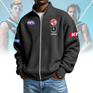 Port Adelaide Power AFL Custom name Popcorn Texture Zip Jacket v1