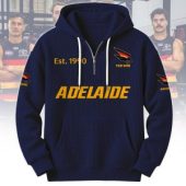 Adelaide Crows AFL Custom name Popcorn Texture Half Zip Hoodie v2