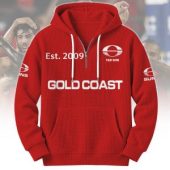 Gold Coast Suns AFL Custom name Popcorn Texture Half Zip Hoodie v2
