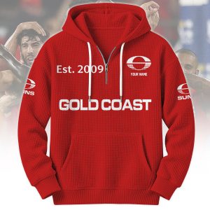 Gold Coast Suns AFL Custom name Popcorn Texture Half Zip Hoodie v2